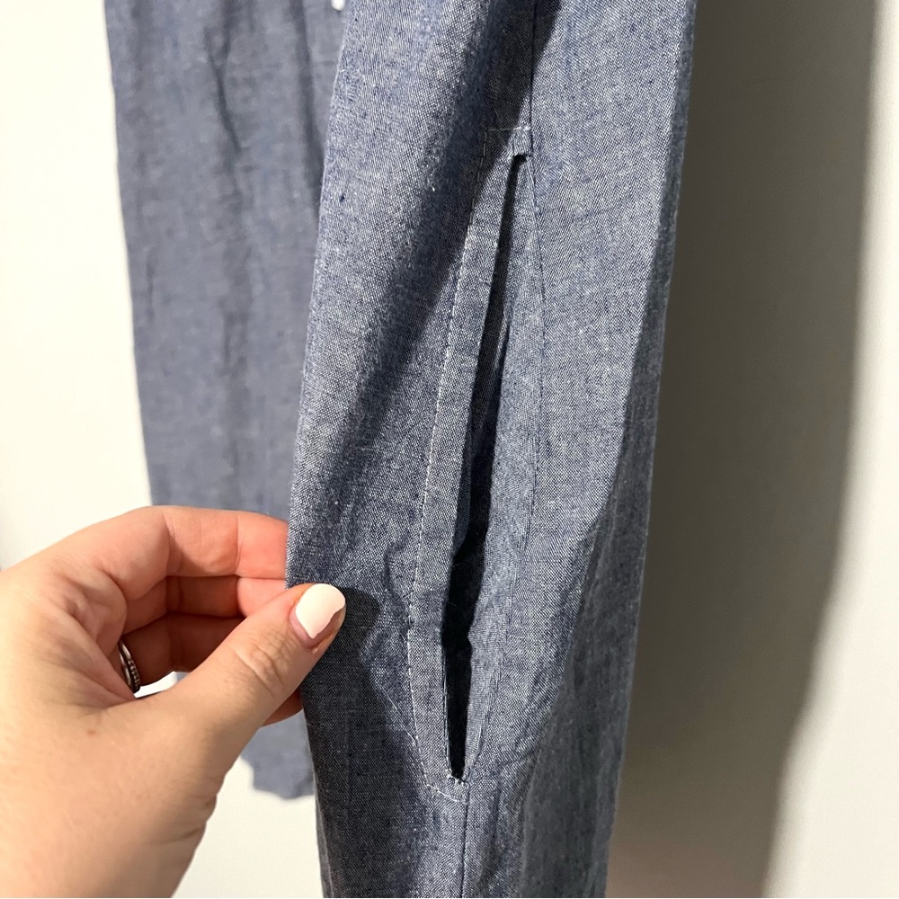 Abrazo Blue Mariano Chambray White Embroidery Shift Dress Size L - Picture 10 of 13